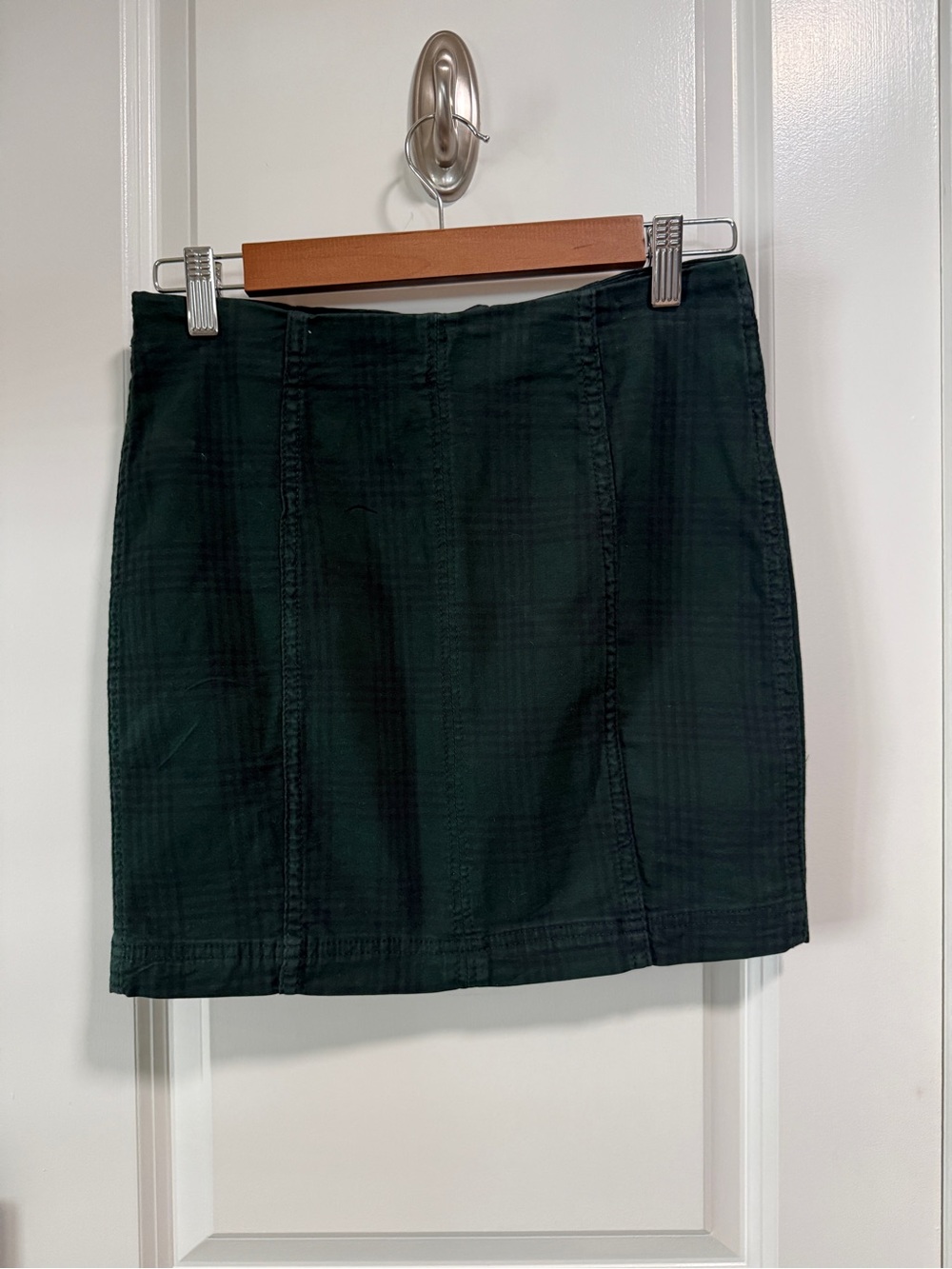 Free People Dark Green Plaid Mini Skirt